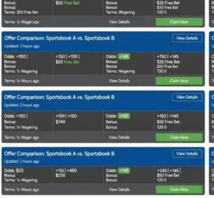 Capture d'écran d'un tableau de bord minimaliste présentant des cartes de comparaison